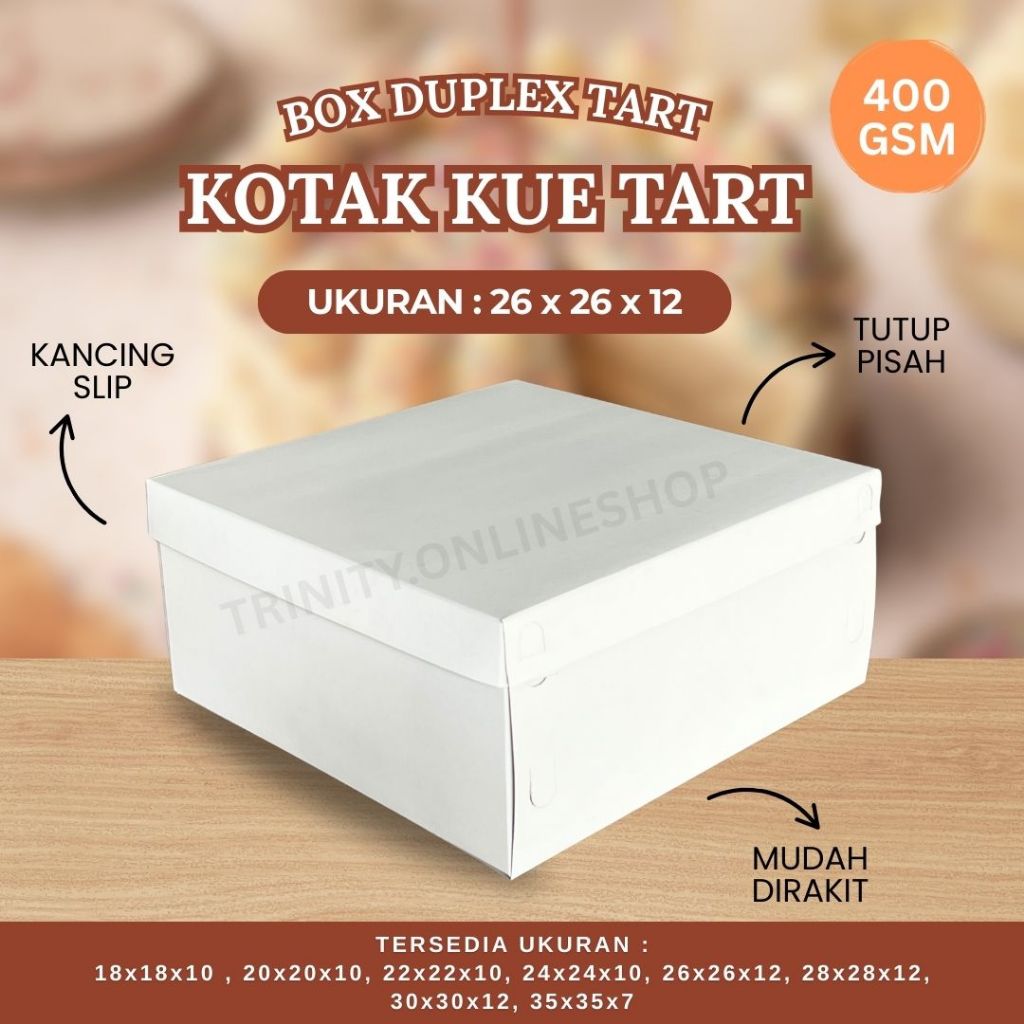 

Kotak Kue Tart 26x26x12 Kotak Cake Tinggi Kotak Kue Ulang Tahun Duplex Tutup Pisah Kancing Slip Snackbox Kotak Putih