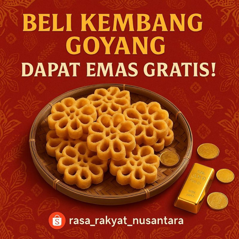 

Goyangin/Kembang Goyang Ori Wijen Manis/Kue Matahari Renyah/Oleh Oleh Kekinian Free Baby Gold