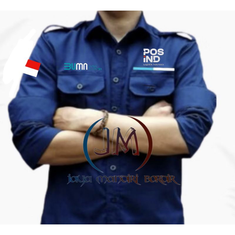 KEMEJA POS INDONESIA BORDIR || SERAGAM BUMN POS INDONESIA BORDIR