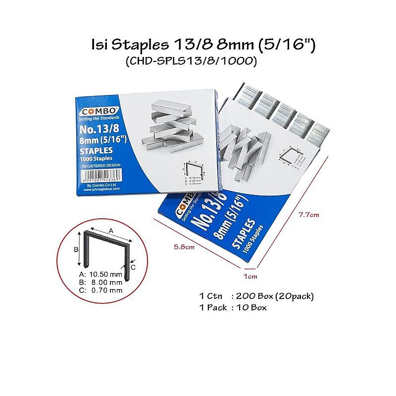 

Isi Staples Tembak No.13/8 = 8mm (5/16") COMBO (1 pcs)