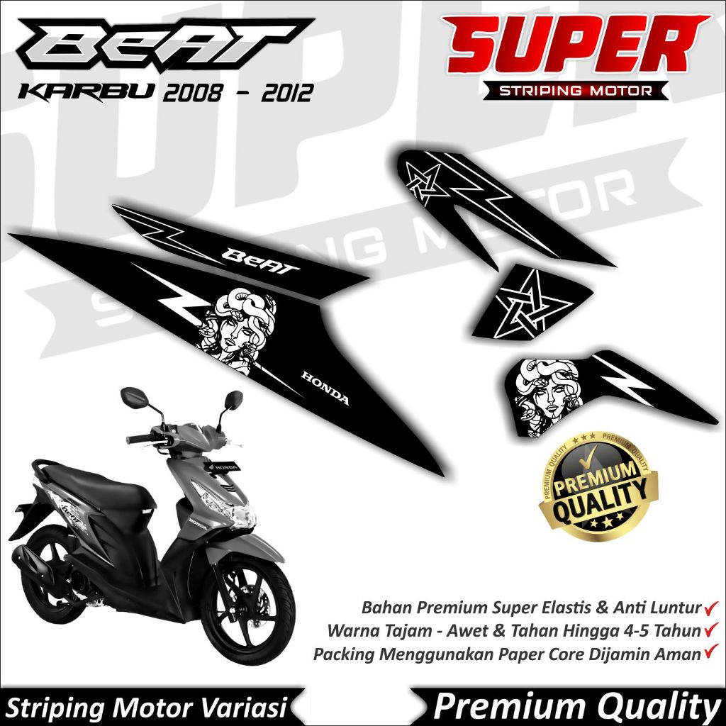 Stiker Beat Karbu Anti Luntur keren Striping Beat Karbu Striping Honda Beat Karbu Medusa