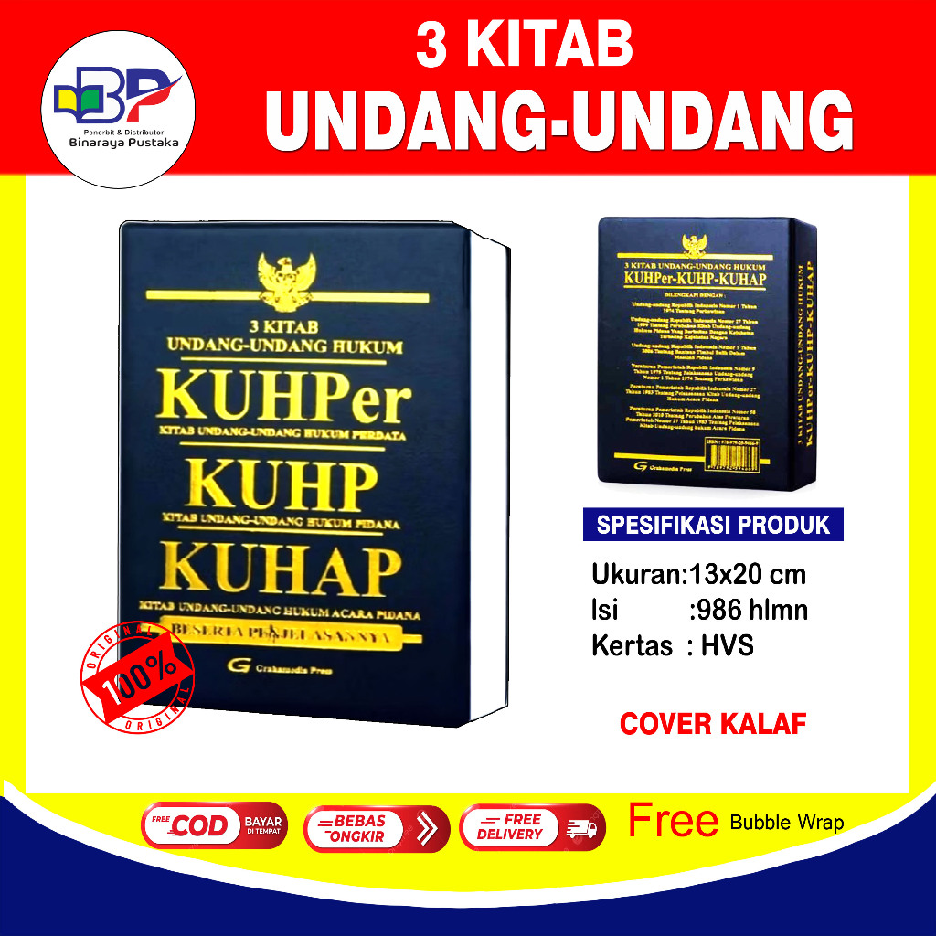 BUKU 3 KITAB/ HUKUM PERDATA/HUKUM PIDANA/HUKUM ACARA PIDANA/Cover Kalf/Grahamedia press