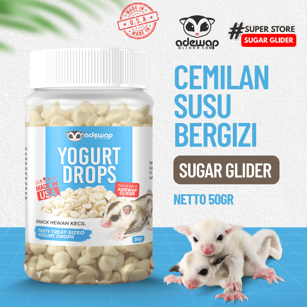 ADEWAP GLIDER Yogurt Drop Sugar Glider Snack Susu Sugar Glider