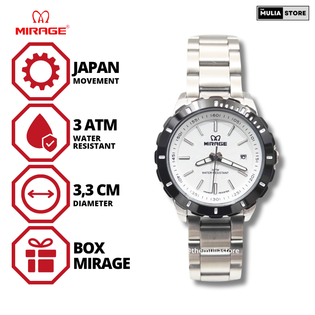 MIRAGE Jam Tangan Wanita Mirage Original 8549 BRP L Tanggal Analog