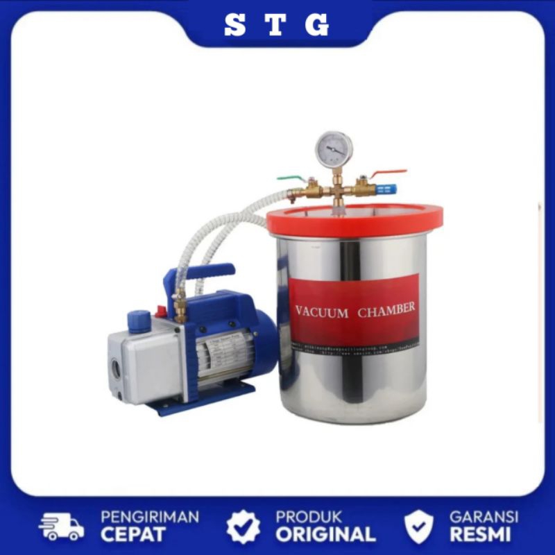 Vacuum Chamber 9 galon (34 L) + VacuumPump 1 hp