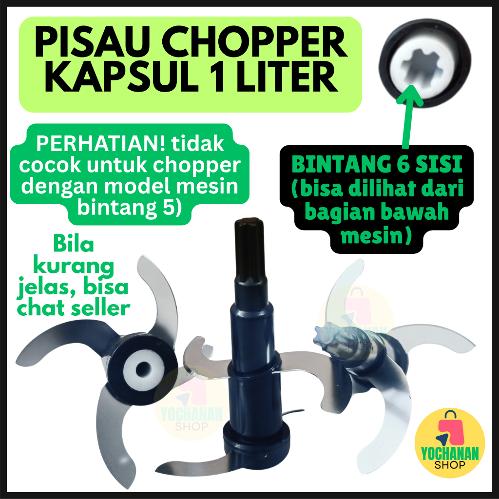 Pisau Blender Kapsul bintang 6 (4 Mata Pisau Chopper)