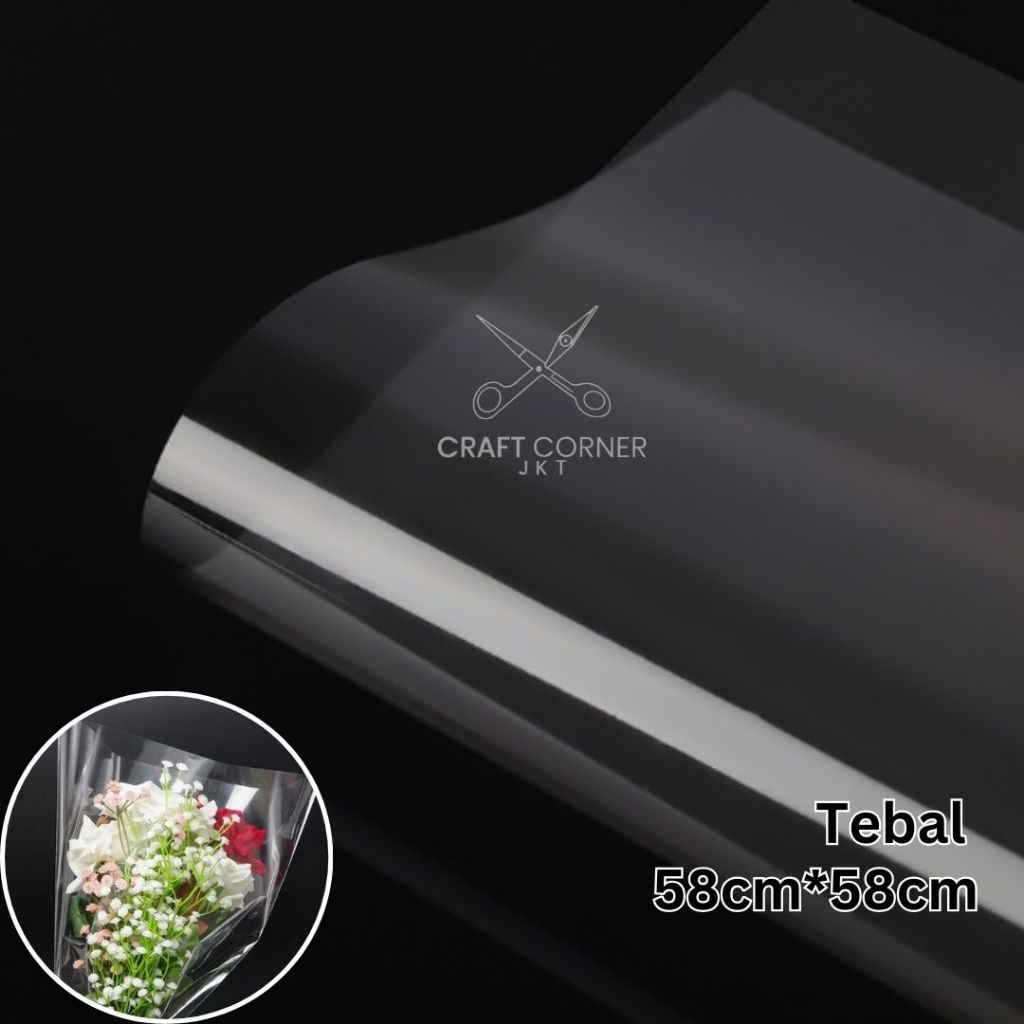 

[20 LBR] Plastik Transparan Tebal / Cellophane Flower Wrapping Polos Bunga