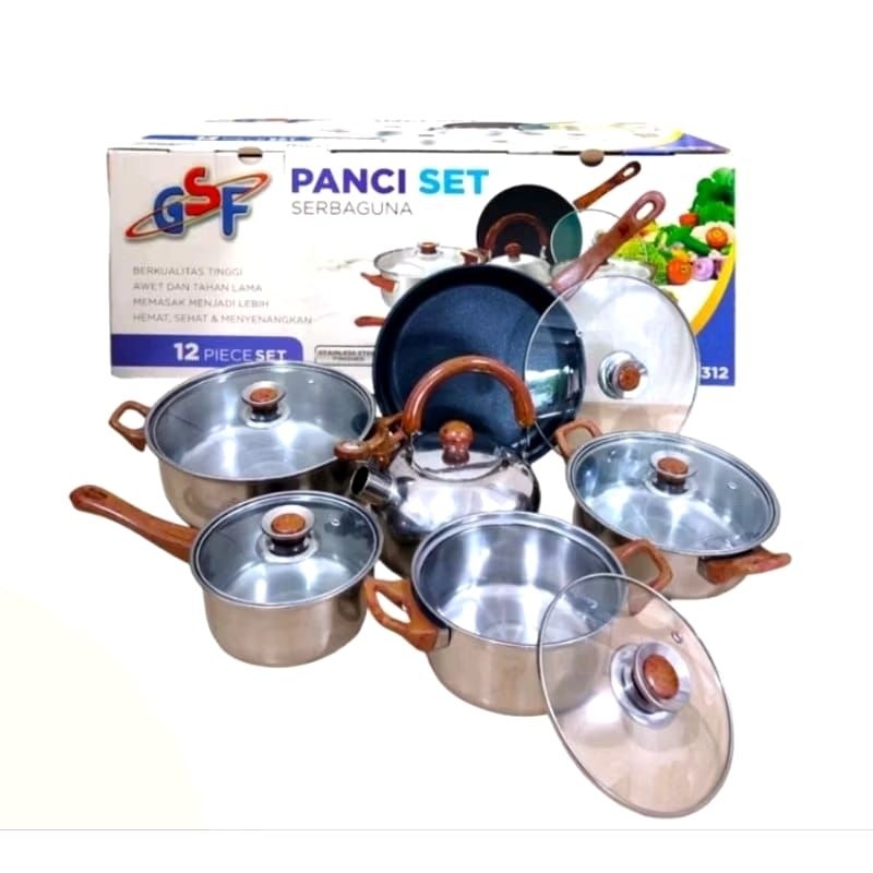 Panci Set Stainless 12 PCS-cookware 12pcs  Panci Set 12pcs 