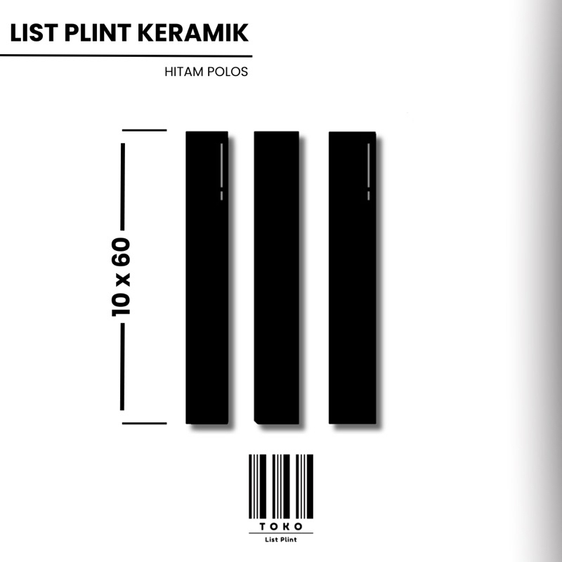 List Plint Keramik Motif Hitam Polos| 10x50