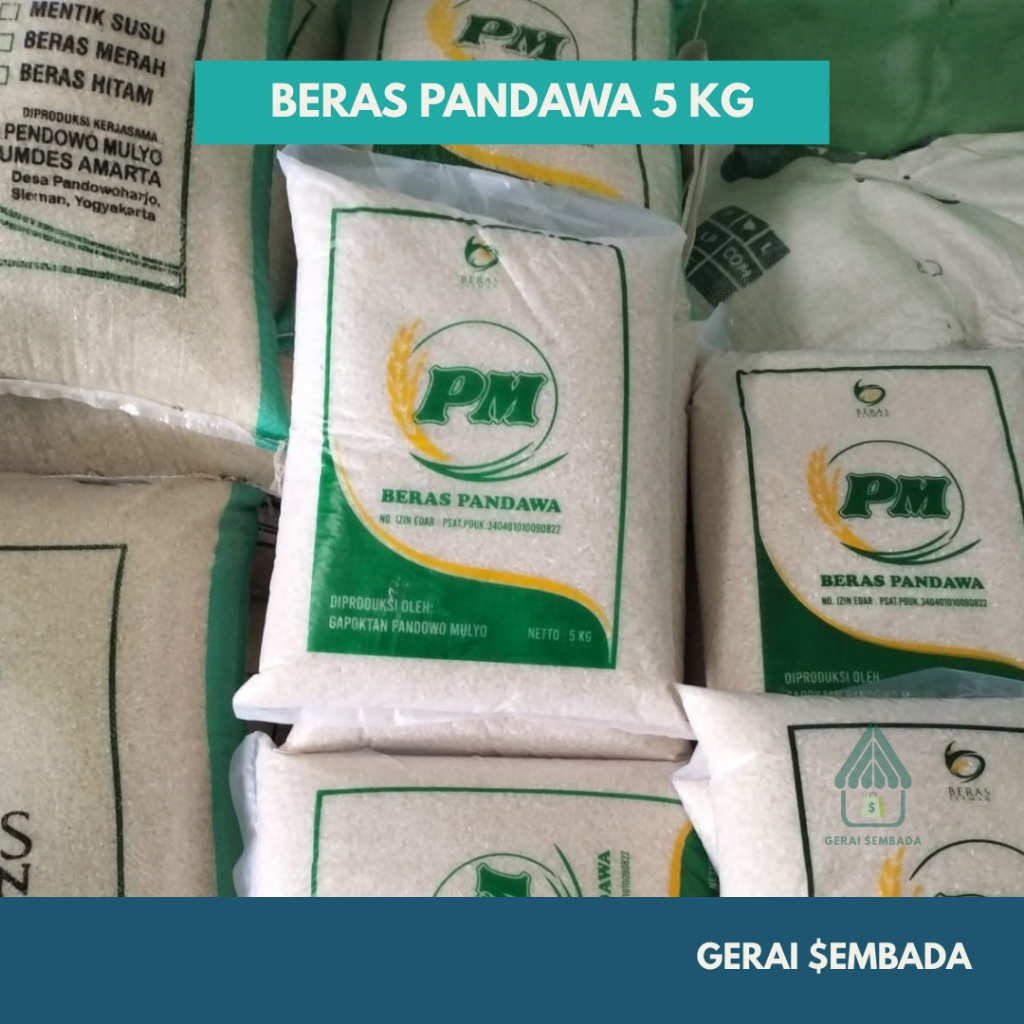

Beras Kemasan 5 kg merk BERAS PANDAWA