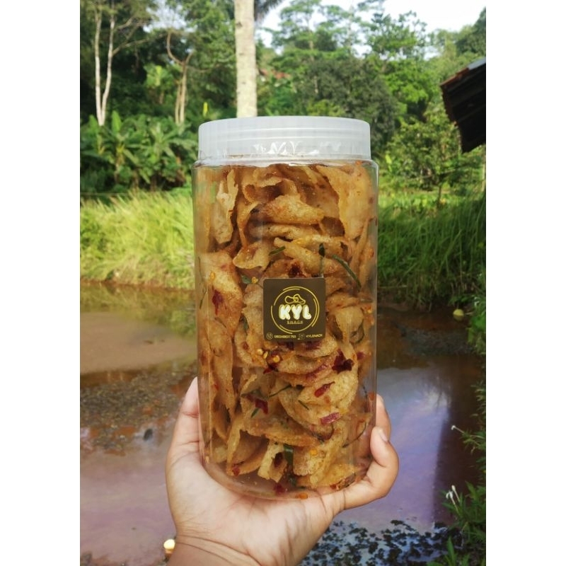 

keripik molring/ citruk kemasan toples pedas bumbu cikruh dan original extra daun jeruk toples tinggi ukuran 1300 ml.