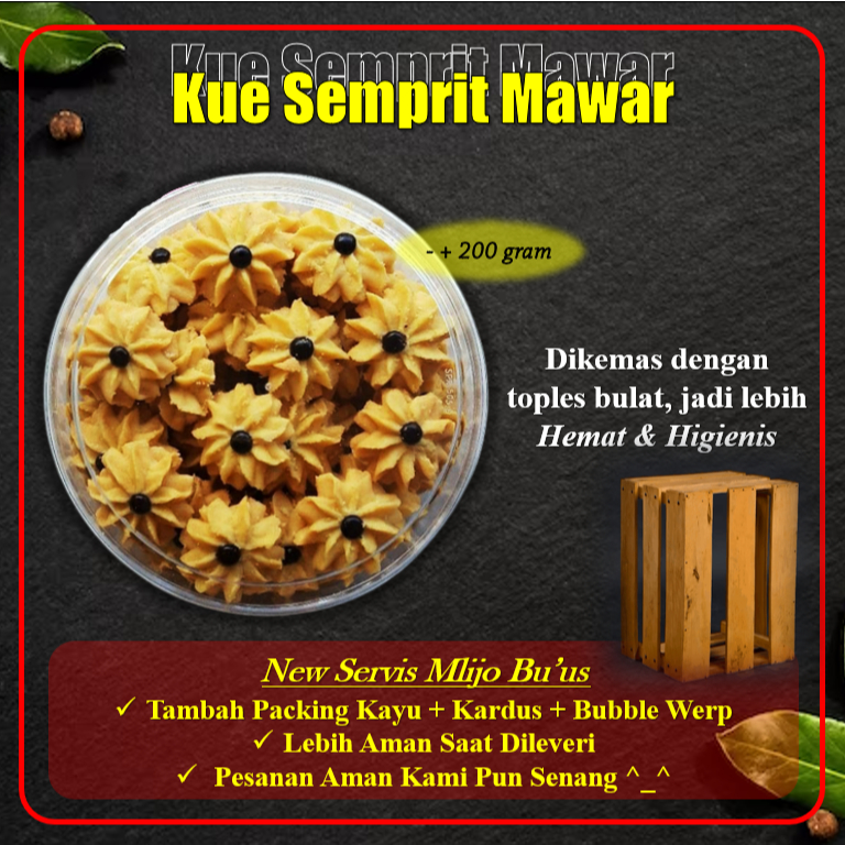 

camilan kue kering semprit mawar kue lebaran/natal kue toples mlijo bu'us official shop