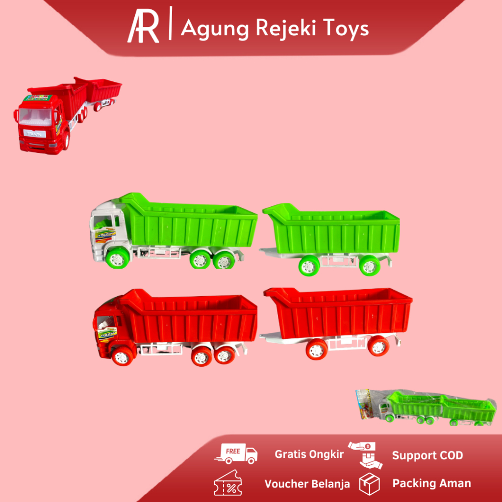 Mainan Anak Dump Truk Gandeng ST 2039 Truk Konstruksi Bak Pasir Ukuran Panjang Termurah