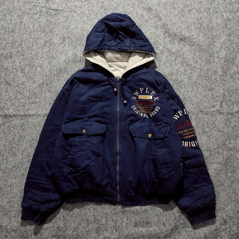 JACKET SWOOPLEX CANVAS BOMBER HOODIE VINTAGE THRIFT/SECOND
