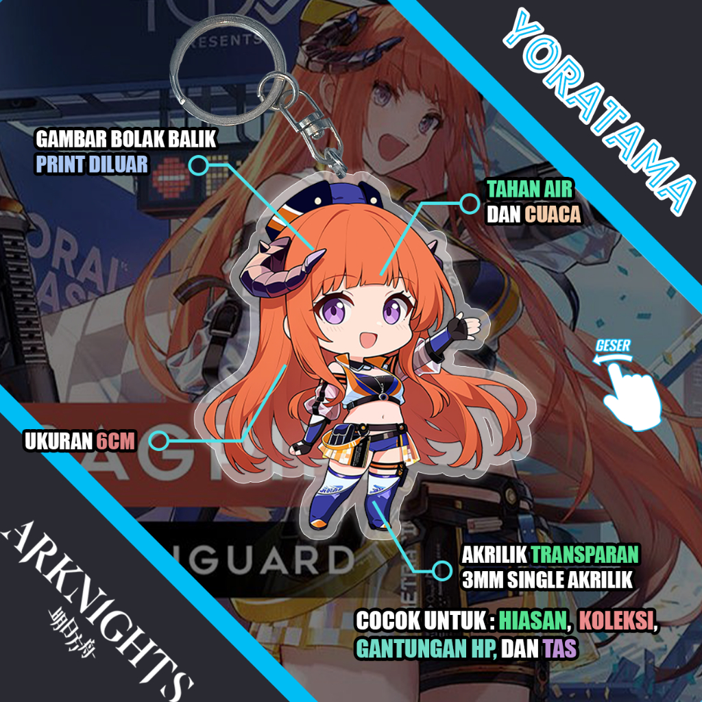 Gantungan Kunci Bagpipe Arknights, Keychain Anime Lucu