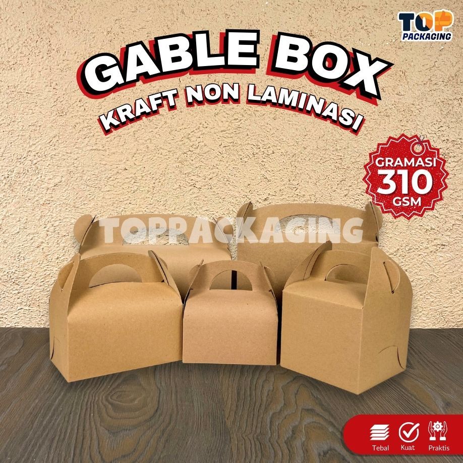 

Gable Box Kraft Non Laminasi Tas Jinjing Kemasan Hampers Kotak Snack Kue Souvenir