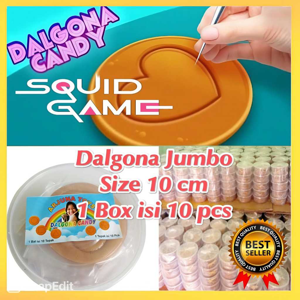

Dalgona candy squid game jumbo ukuran 10 cm viral terbaru