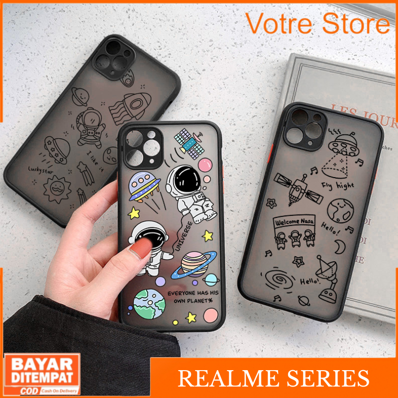Case Astronot Nasa  Realme 2 2 Pro 5 5i C3 C11 2020 C12 C21Y C25 C25Y Casing Laser Print Hybrid dove