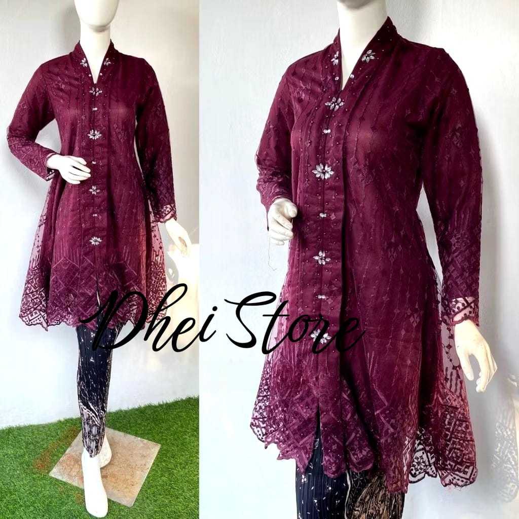 Dymalabis Kebaya Kartini Floy / Dress Kebaya Modern Elegan Bordir Payet / Kebaya Wisuda Tille Etnik 