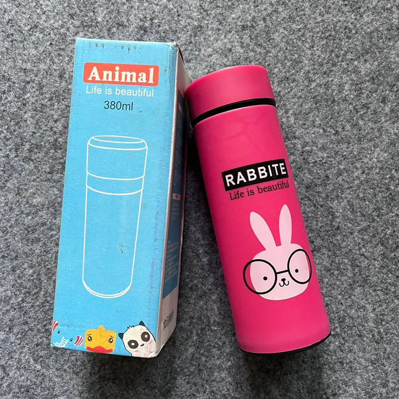 [NEW] Botol Minum Kaca Animal 380ml | Termos Kaca Motif Animal
