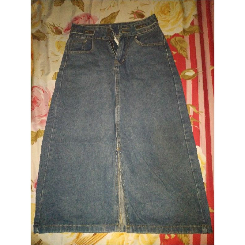 rok jens midi biru retro uk s