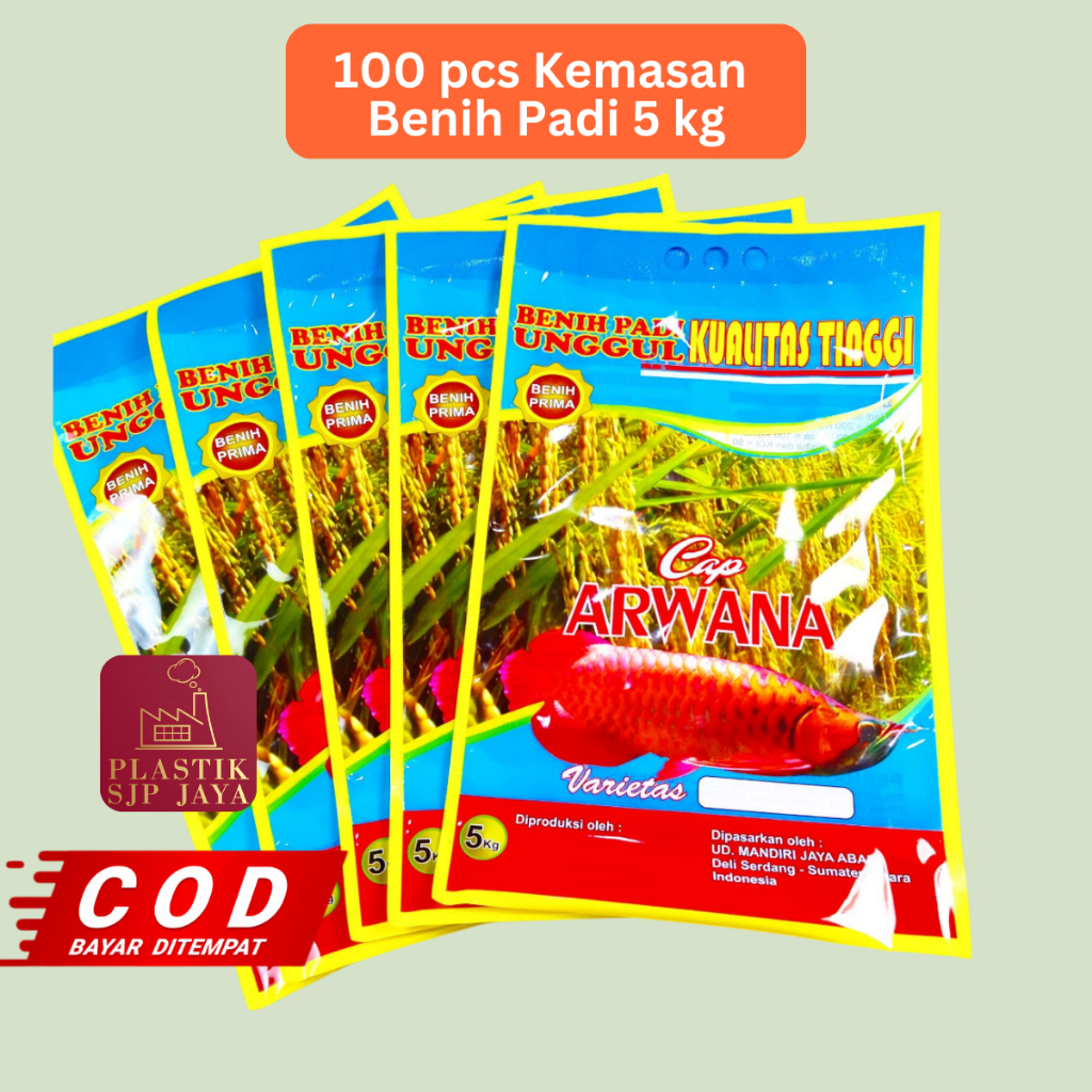 

100 Kemasan Benih Padi 5 KG Arwana Plastik Laminasi Tebal plastio umur bening