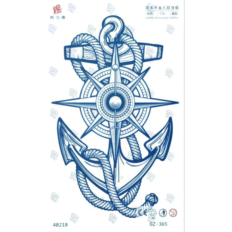 [COD] Tatto Jangkar SEMI PERMANEN GZ-065 | Tatto Tempel Tinta Ink Fruit | Tatto Temporer REAL PICT