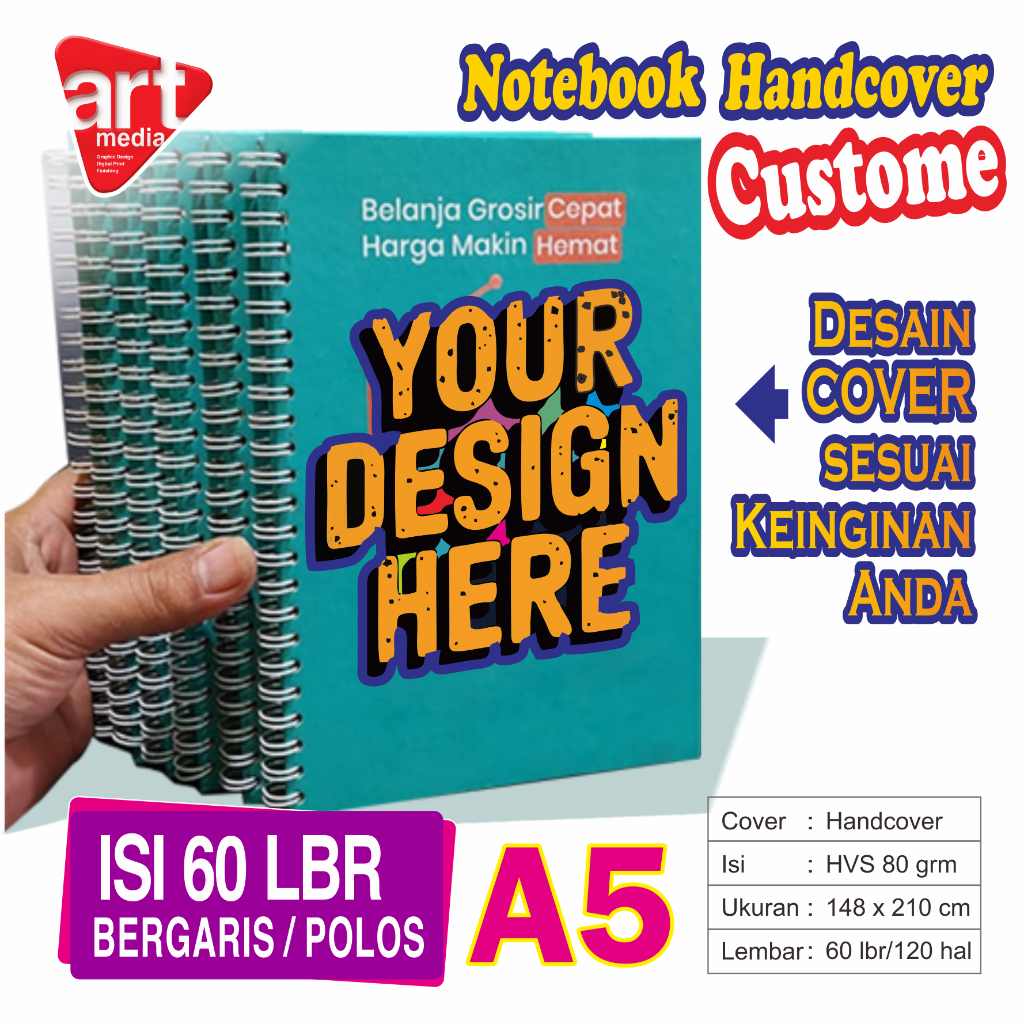 

GROSIR Notebook HANDCOVER A5 / - Isi 60 lbr bergaris/polos / Kertas : HVS 80 grm /Best Stationary