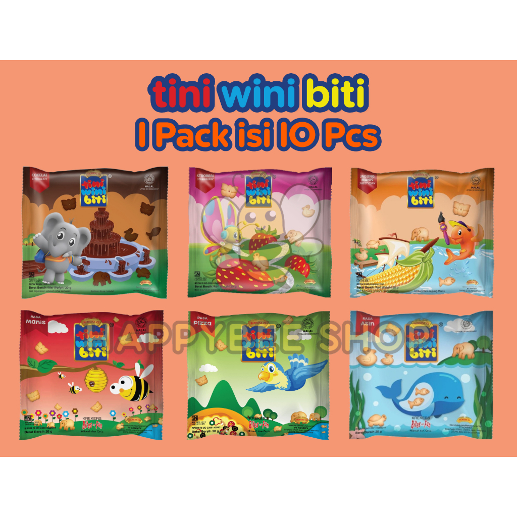 

Tini Wini Biti Biskuit Anak Bentuk Binatang 1 Pack isi 10 Pcs @ 18 gr