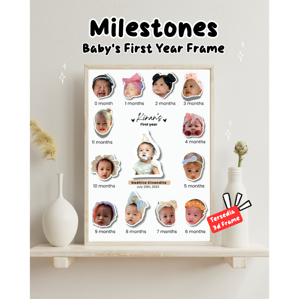 POP UP Baby Milestone Frame | Bingkai Wajah Bayi | Baby's First Year Frame