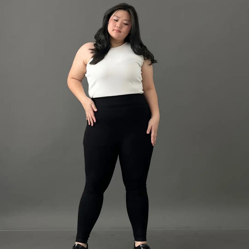 Celana Legging Wanita Jumbo Tebal Panjang Olahraga Hitam Polos Bahan Kaos Premium