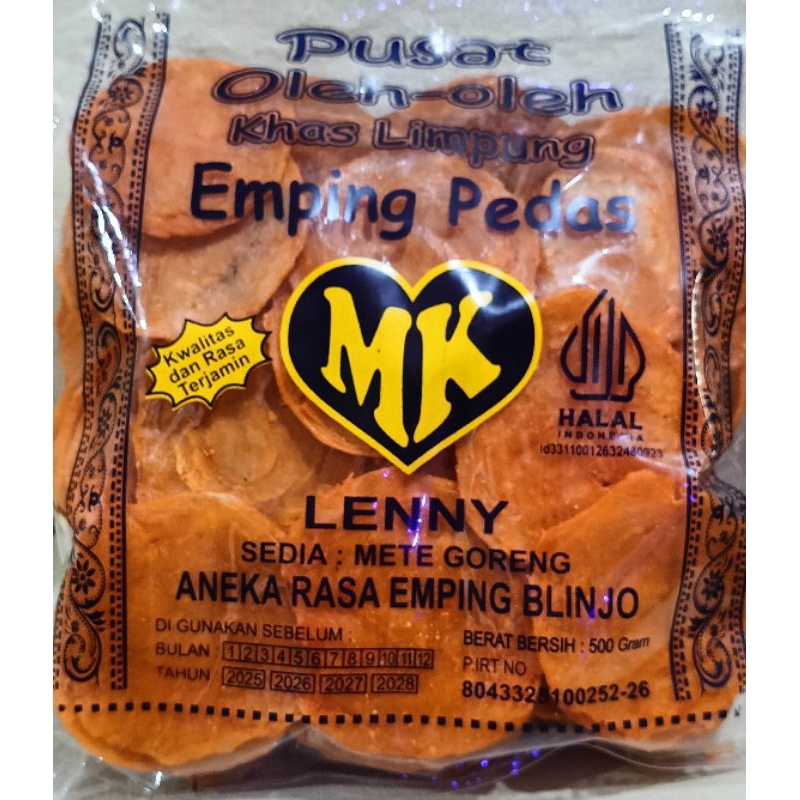 

Emping Pedes manis mentah merek MK Lenny khas Limpung batang 500 grm