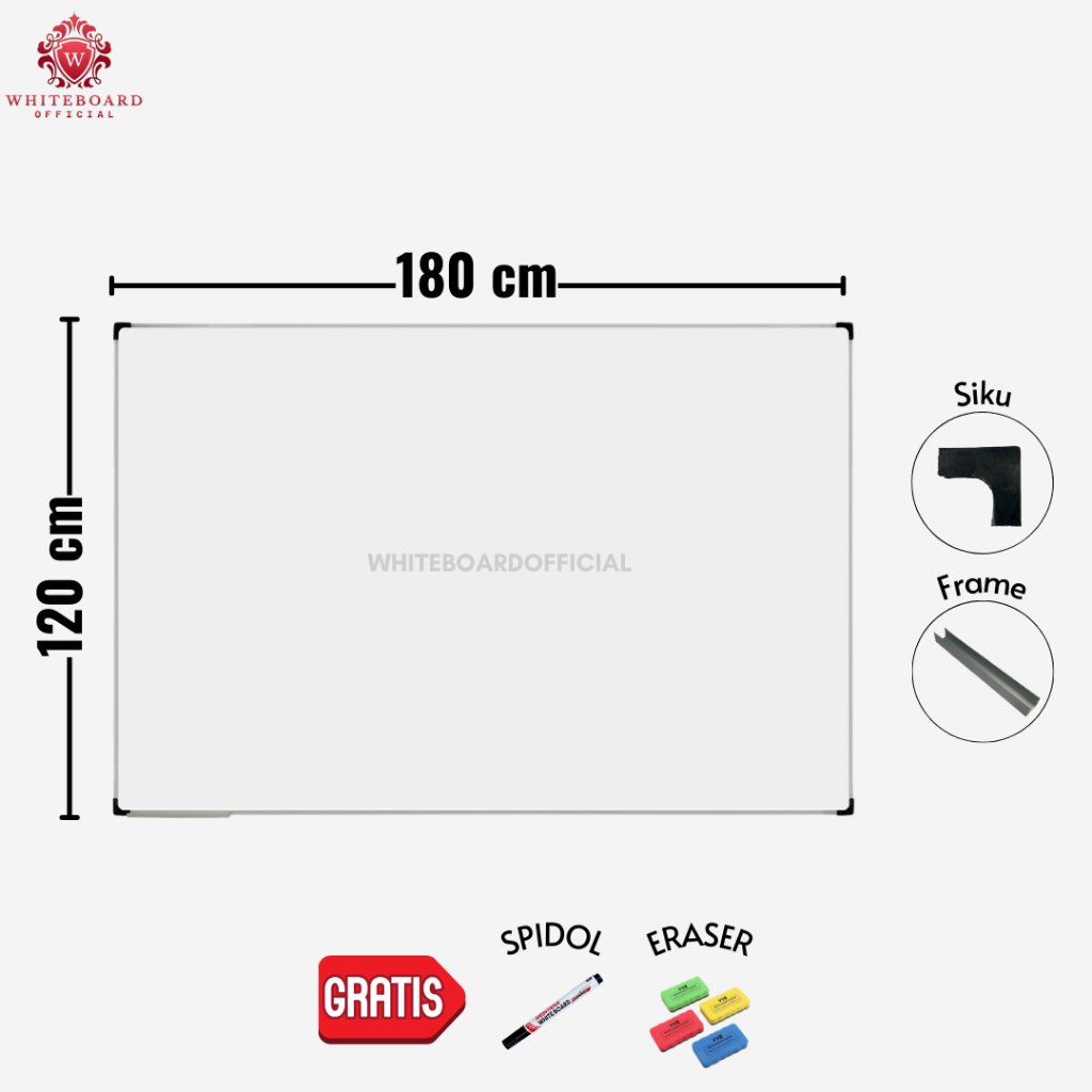 

RAIJIN Papan Tulis White Board 120x180cm / Whiteboard Non Magnet Gantung Mudah Ditulis & Dihapus
