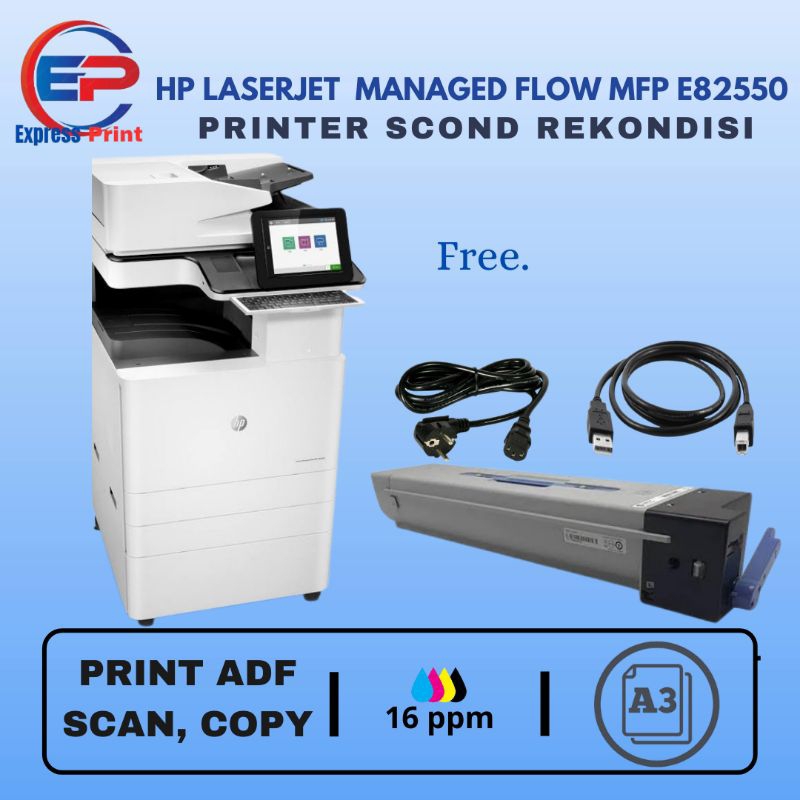 Printer HP Laserjet Managed Flow MFP E82550 Printer laser Mono A3 Multifungsi