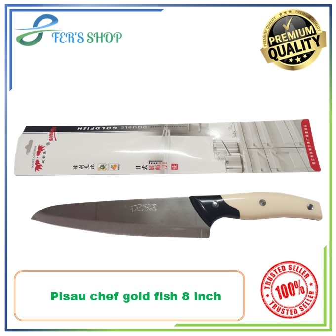Pisau Dapur Stainless Gold Fishs 8 inch / Pisau Chef Gold Fish / Pisau Dapur