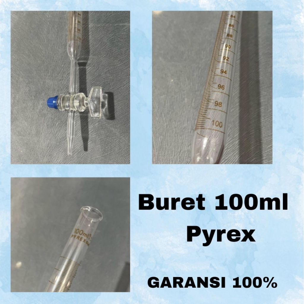 Vialabware - Buret 100ml Keran kaca pyrex | Alat laboratorium | Alat cek kompresi motor