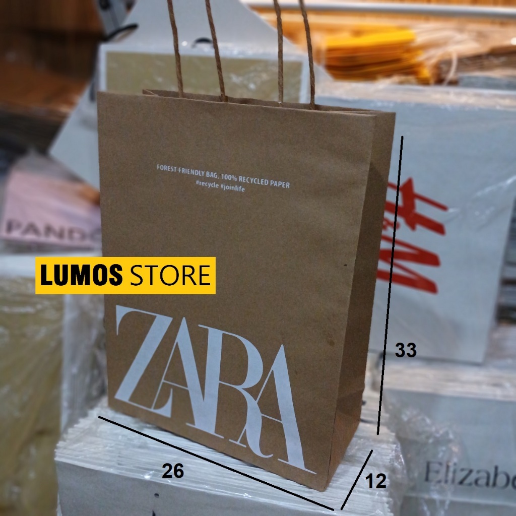 

Paper Bag Zara Aesthetic Coklat Medium 2 Sisi