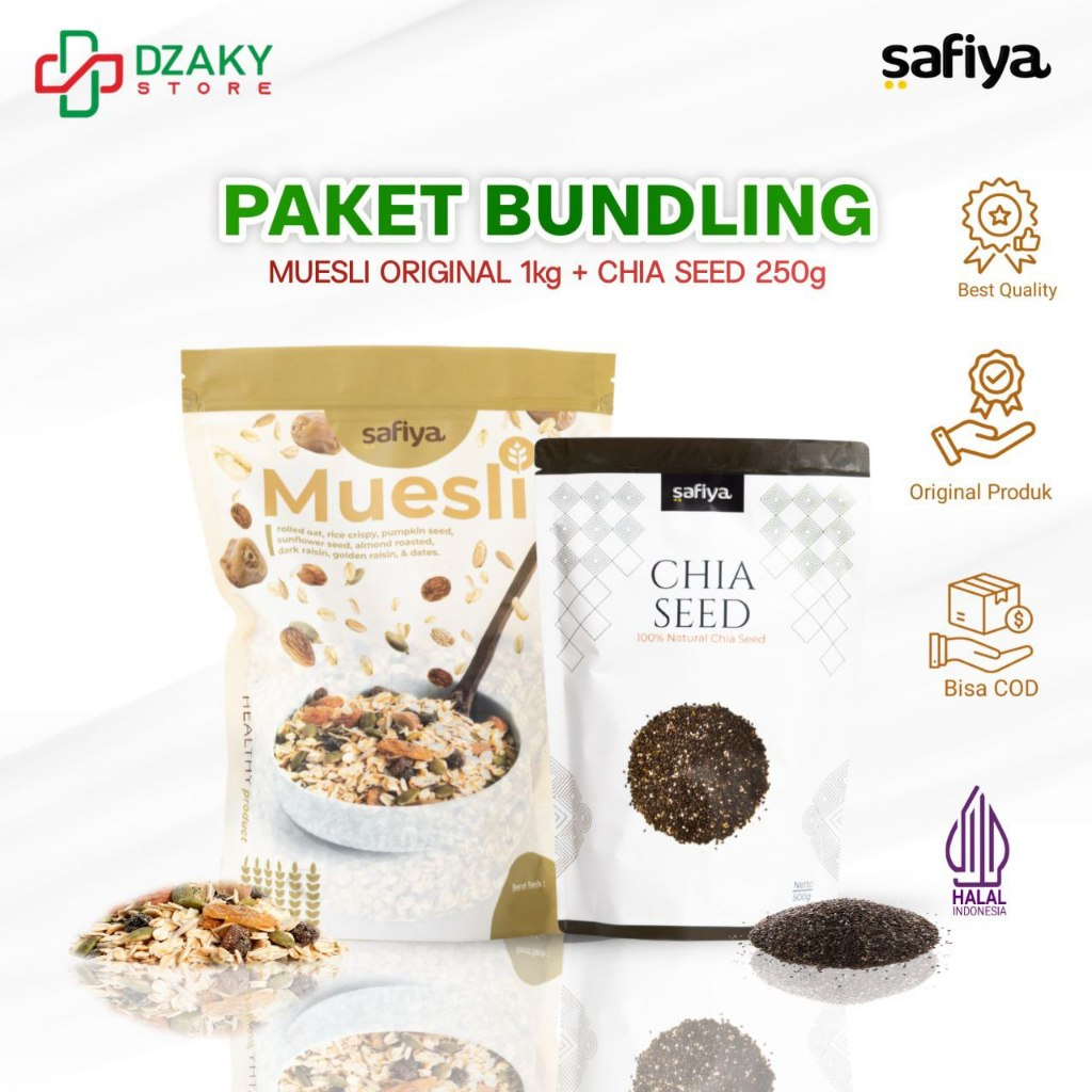 

Safiya Paket 2in1 Muesli 1Kg Original + Chiaseed 250 Gr Premium