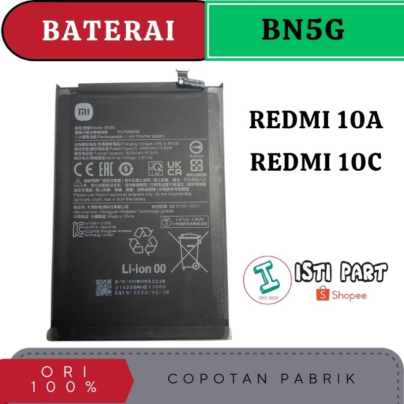 BATRE BATERAI REDMI 10A/REDMI 10C COPOTAN PABRIK BATERAI BN5G