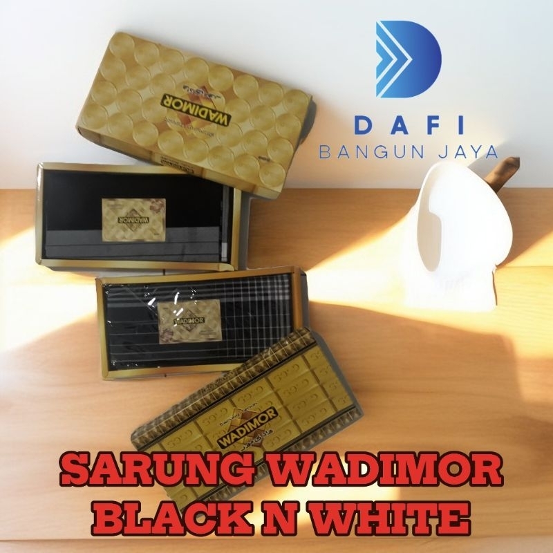 Sarung Dewasa WADIMOR Black & White Halus / Sarung motif hitam putih kotak Klasik Mewah & elegan