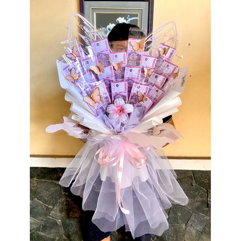 (BACA DESKRIPSI) Buket Kupu Kupu Money Bouquet 20 Lembar Instan| Wajib baca deskripsi
