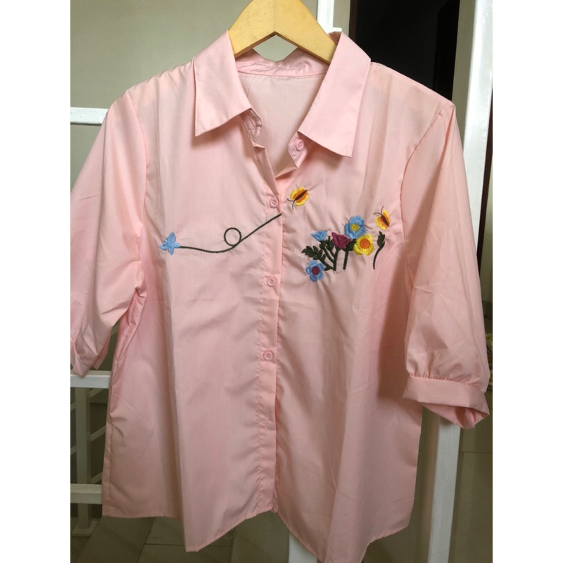 BLouse atasan wanita katun / Kemeja Bordir Tangan 3/4 BangkokFashion