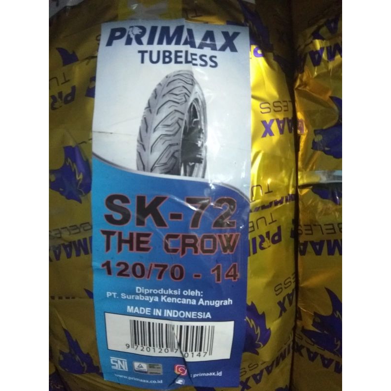 BAN PRIMAX SK72 120/70-14 TUBLES/BAN BELAKANG PCX150/BAN PRIMAX BELAKANG VARIO160