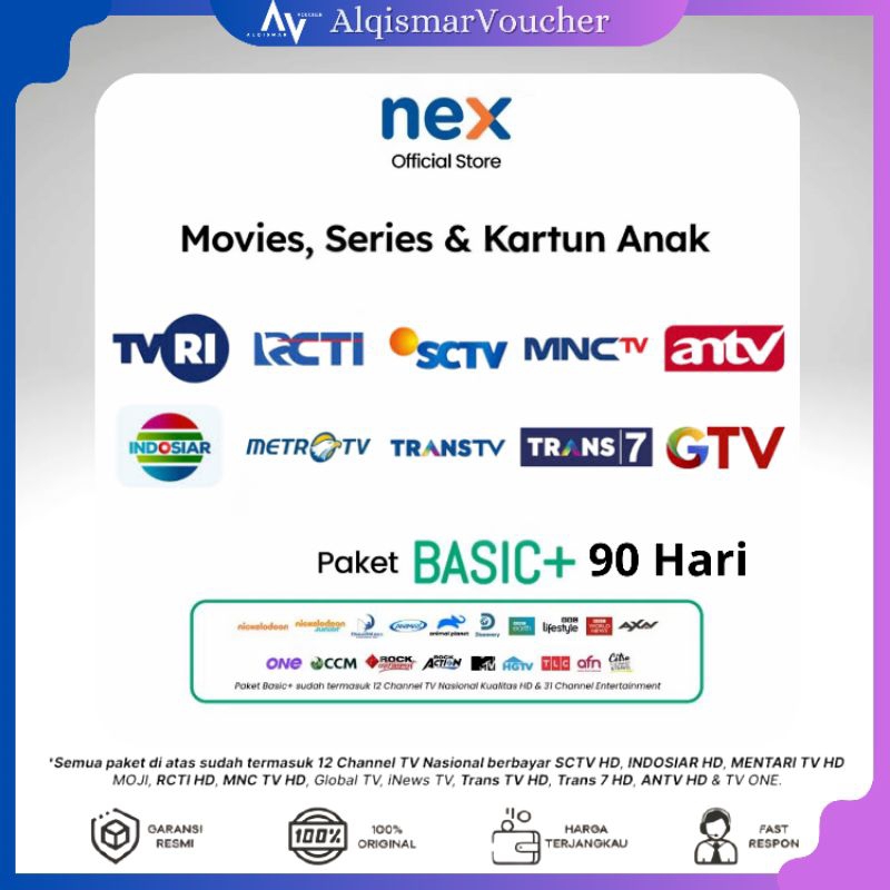 TV VOUCHER Paket BASIC+ Nex Parabola 90 Hari Bisa Semua Jenis Nex parabola