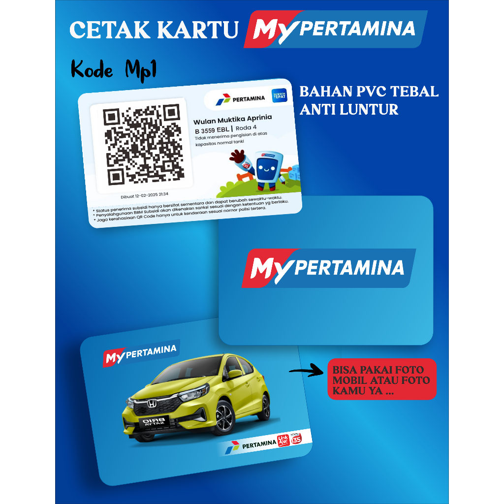 

Cetak My Pertamina/ My Pertamina Custom Sehari Jadi