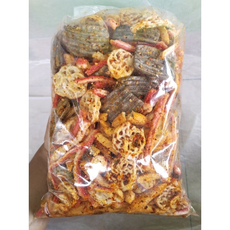 

kerupuk campur mix pedas daun jeruk bumbu melimpah isi 250gram