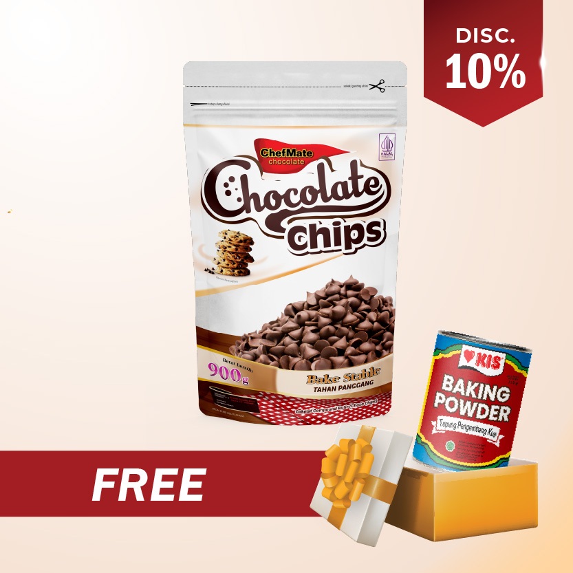 

CHEFMATE CHOCO CHIPS 900 GR + FREE BAKING POWDER