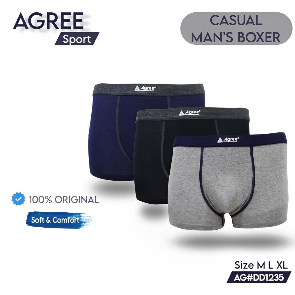 ( 3pc ) Boxer Agree Sport 1235 | Celana Dalam Boxer Pria Agree Sport | Agree Boxer Pria | CD Pria Ag
