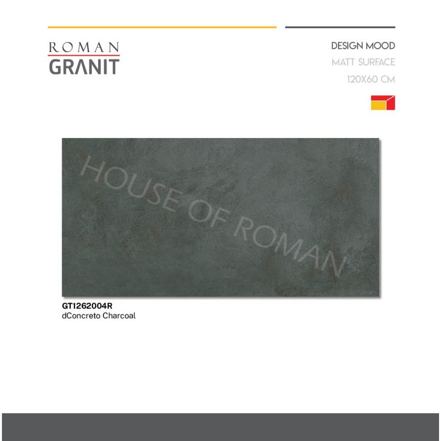 Roman Granit GT1262004R dConcreto Charcoal 120x60 roman granit abu abu granir motif semen ekspose