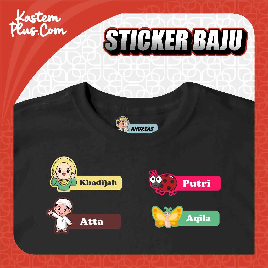 

Stiker Baju Anak Custom Sticker Label Nama Anak Sablon Setrika Label Printing Kain A4